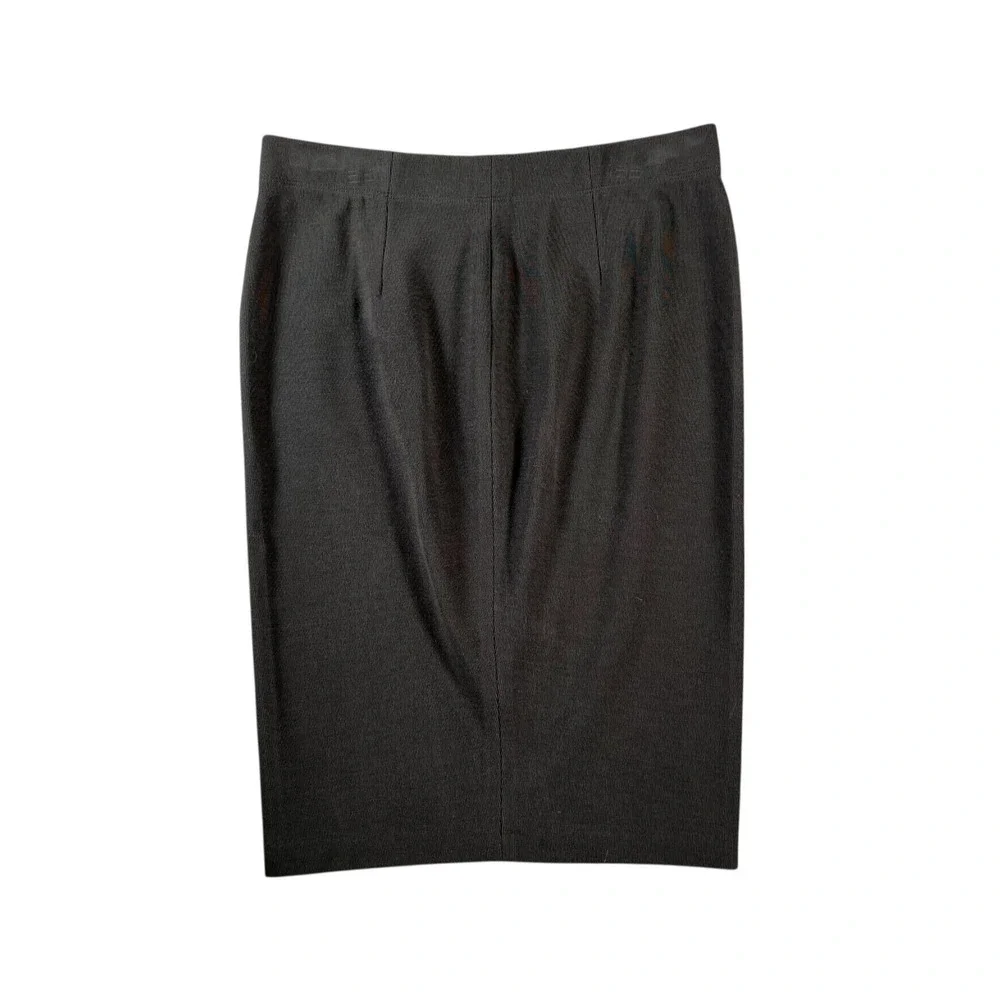 Vince Black/Grey Ribbed Knit Pencil Skirt Medium Viscose Blend‎ Knee Length